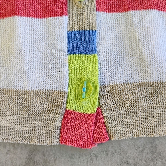 Sigrid Olsen Cardigan Sweater Womens Small Colorful Stripes Preppy Art Teacher - Picture 6 of 9